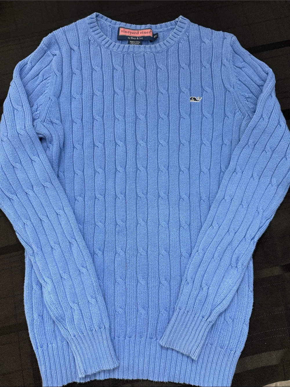 Vineyard Vines Men's Cable Knit Crewneck Sweater - Light Blue